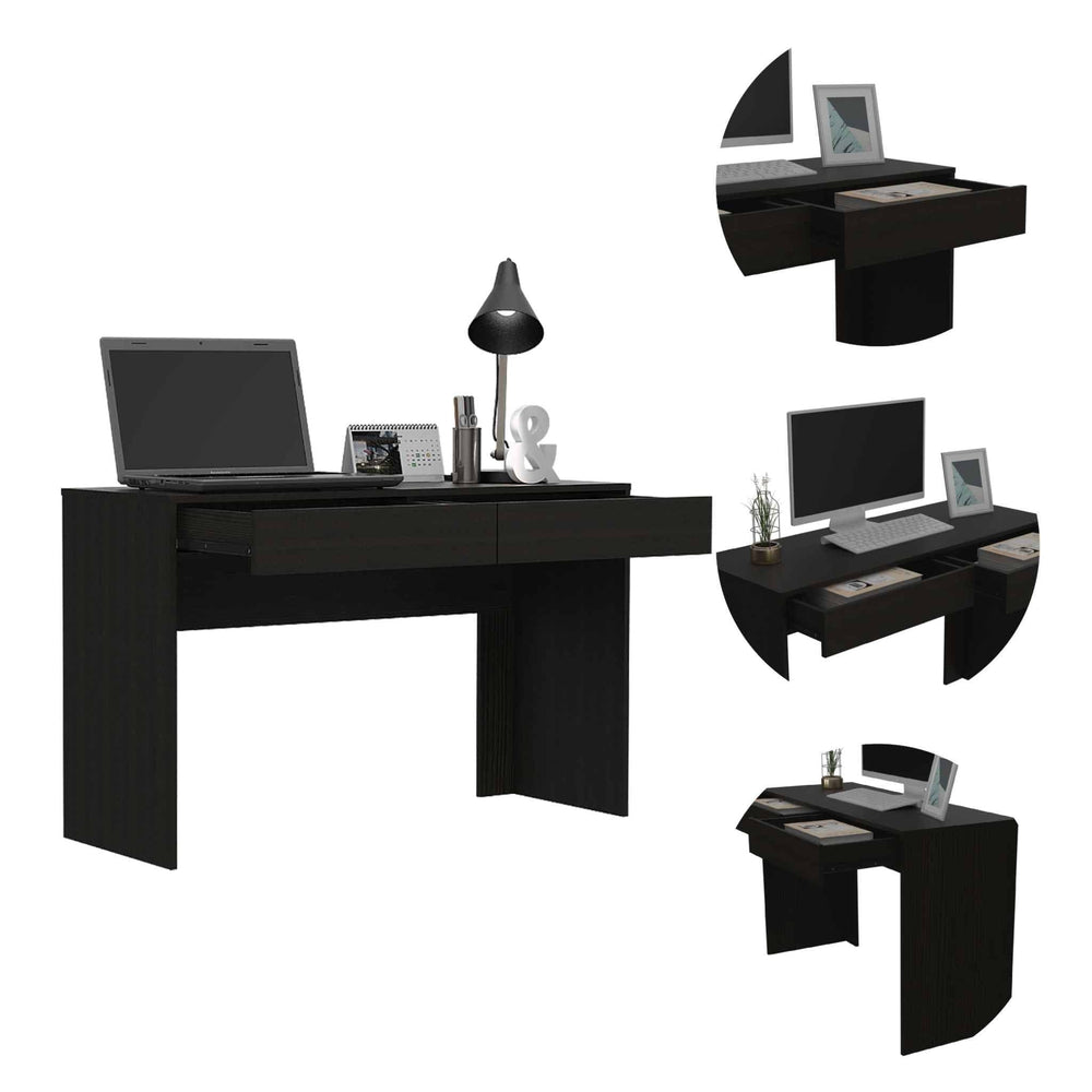 47" Black Computer Desk with Two Drawers - Homeroots - Flyclothing LLC