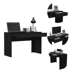 47" Black Computer Desk with Two Drawers - Homeroots