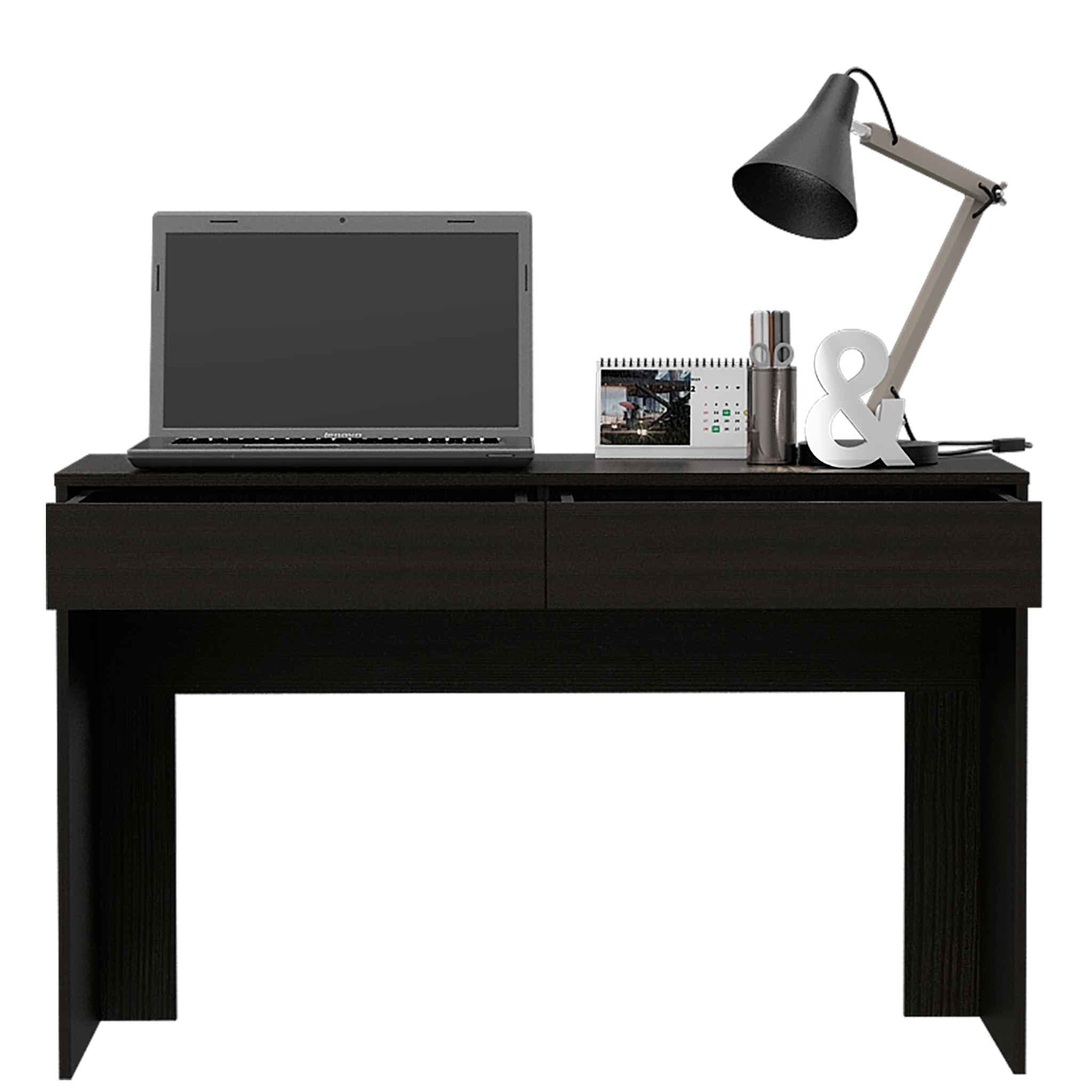 47" Black Computer Desk with Two Drawers - Homeroots