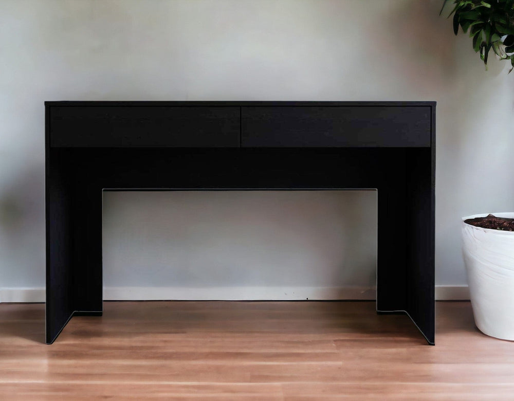 47" Black Computer Desk with Two Drawers - Homeroots - Flyclothing LLC