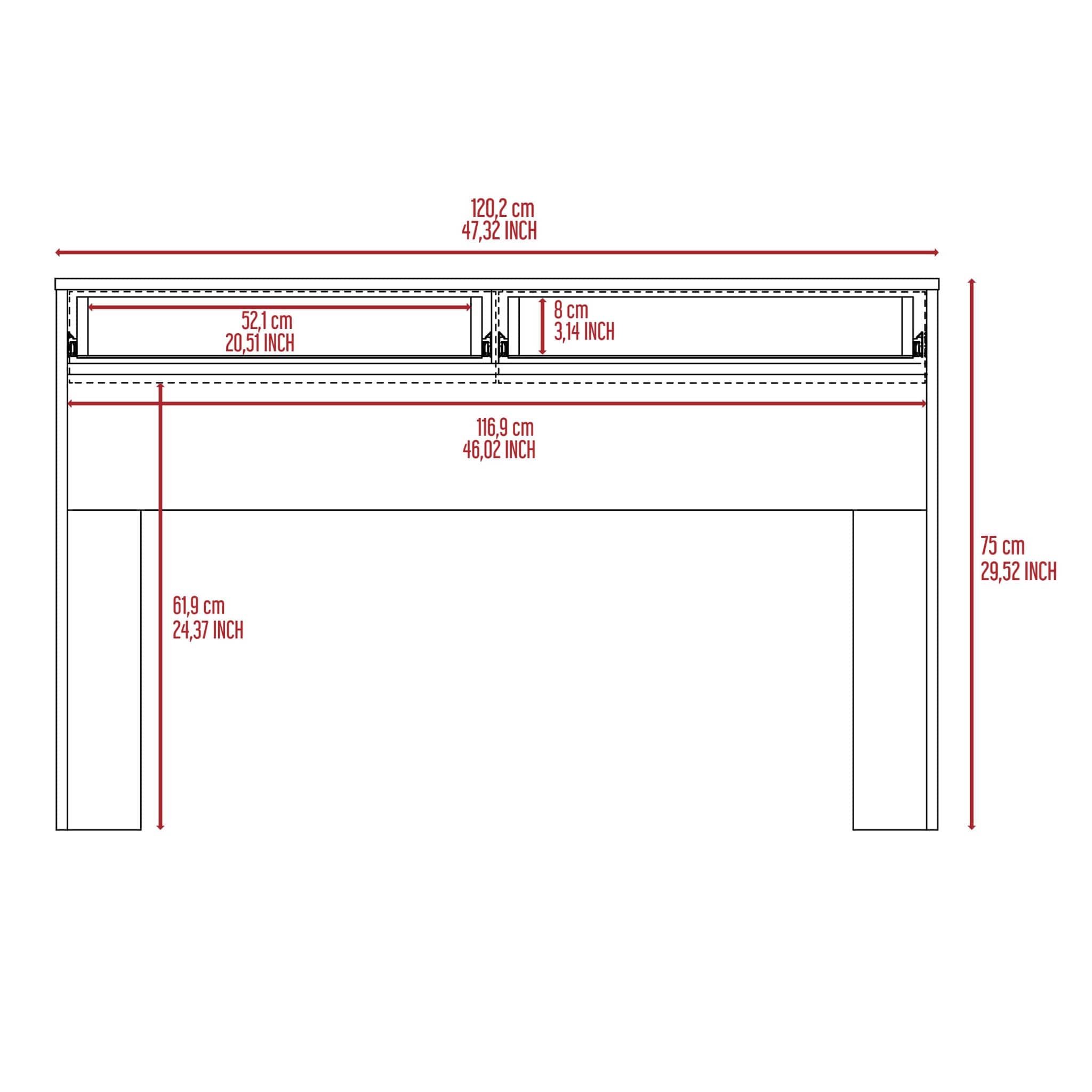 47" Light Gray Computer Desk With Two Drawers - Homeroots