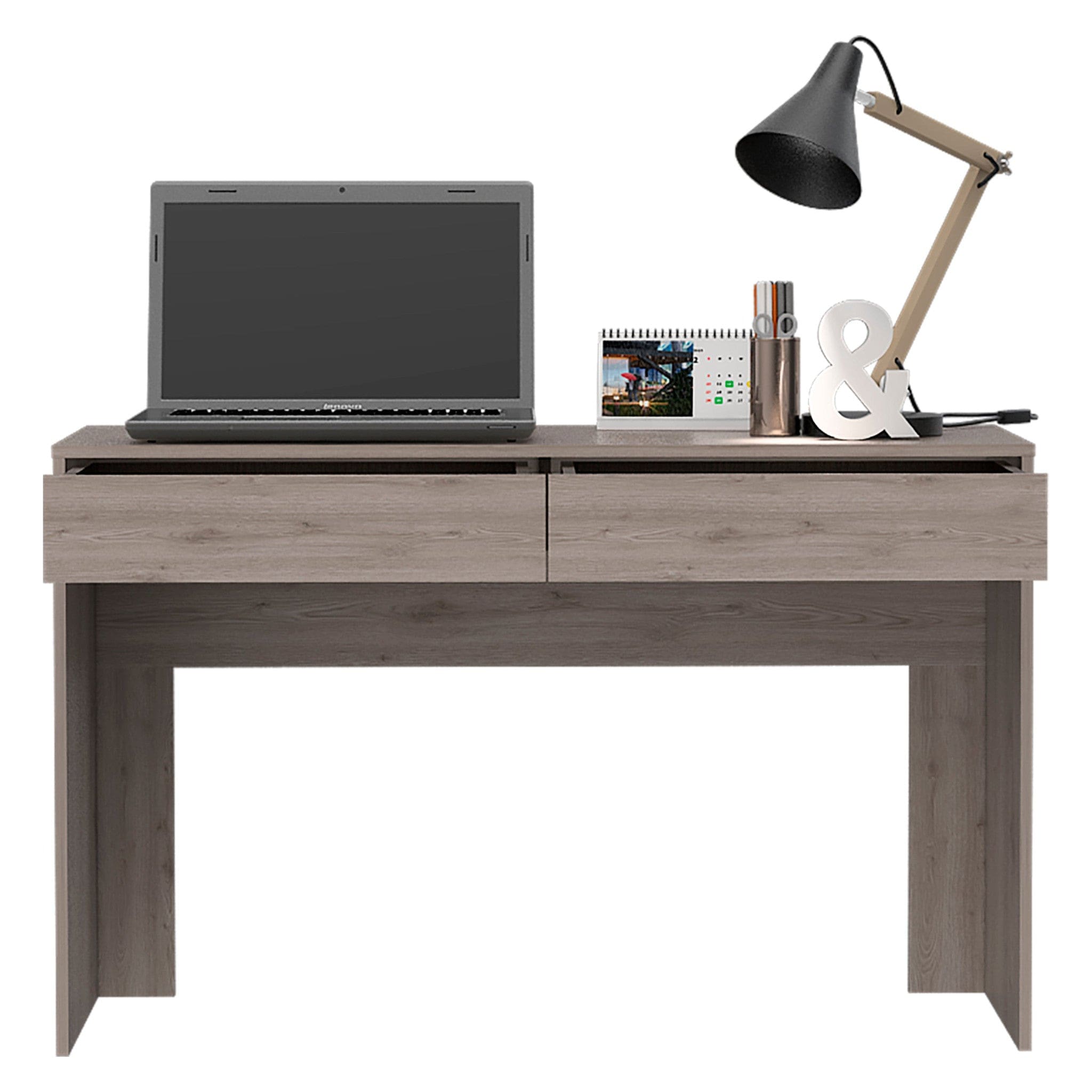 47" Light Gray Computer Desk With Two Drawers - Homeroots