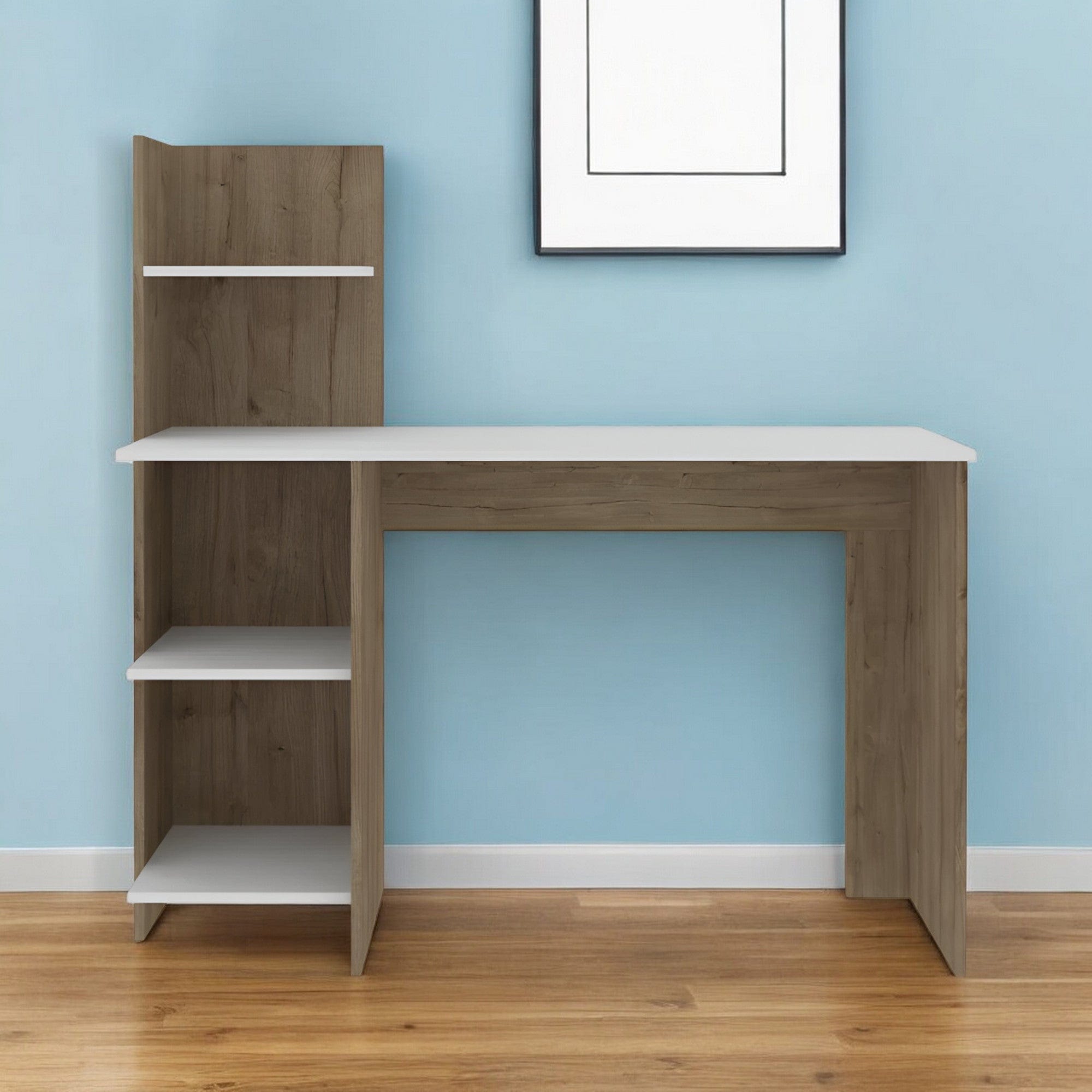 47" White and Brown Computer Desk - Homeroots