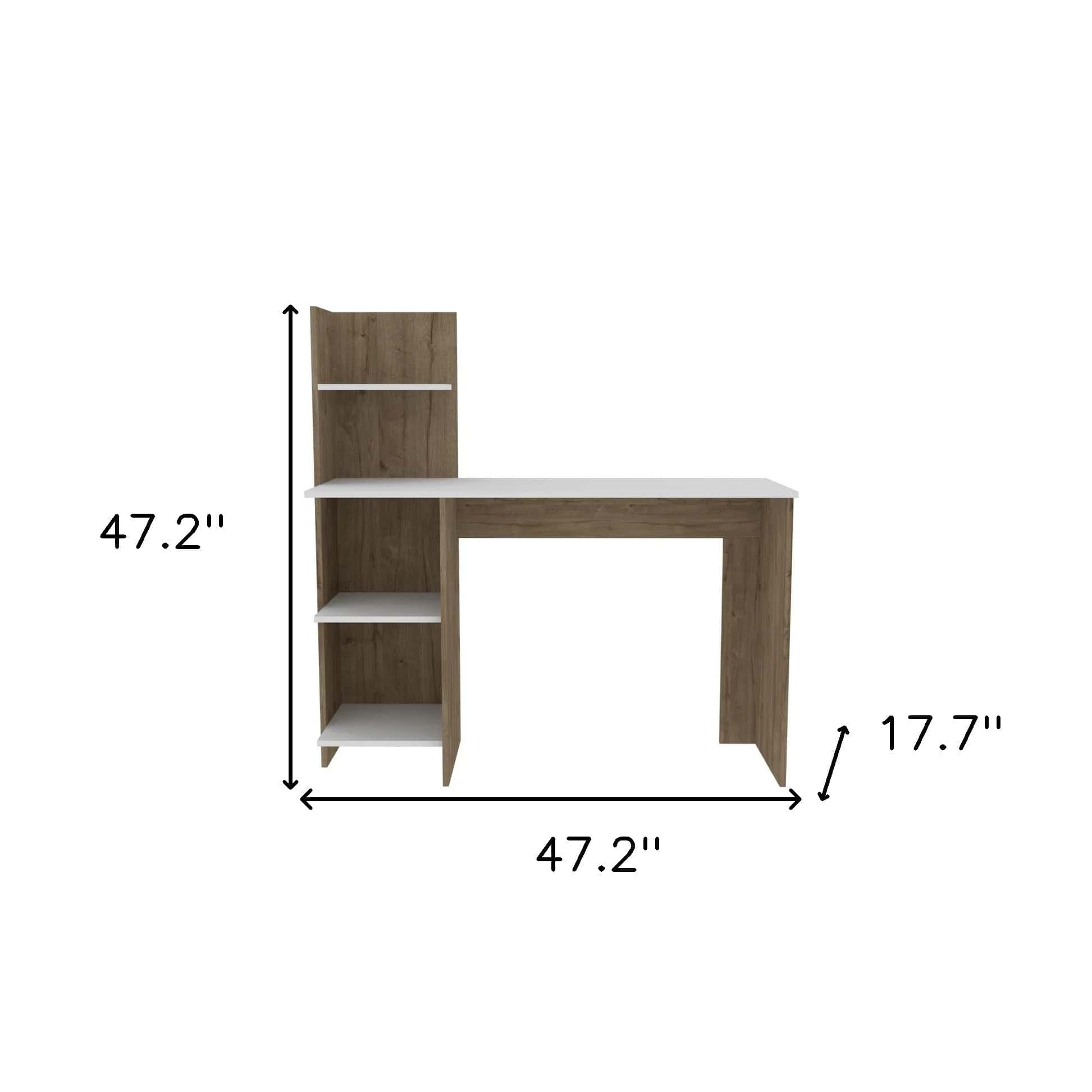 47" White and Brown Computer Desk - Homeroots