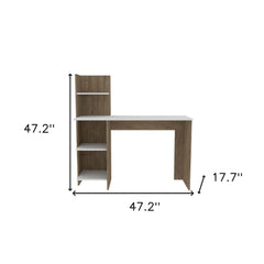 47" White and Brown Computer Desk - Homeroots