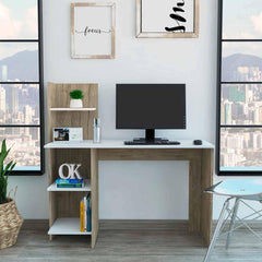 47" White and Brown Computer Desk - Homeroots