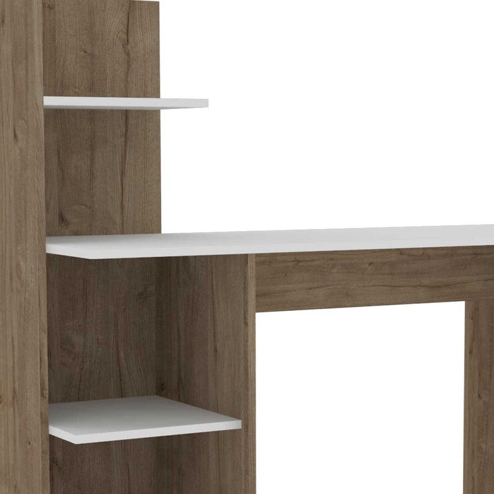47" White and Brown Computer Desk - Homeroots