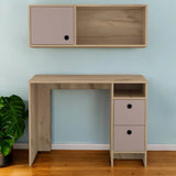 39" Taupe Computer Desk With Two Cabinets Two Drawers - Homeroots