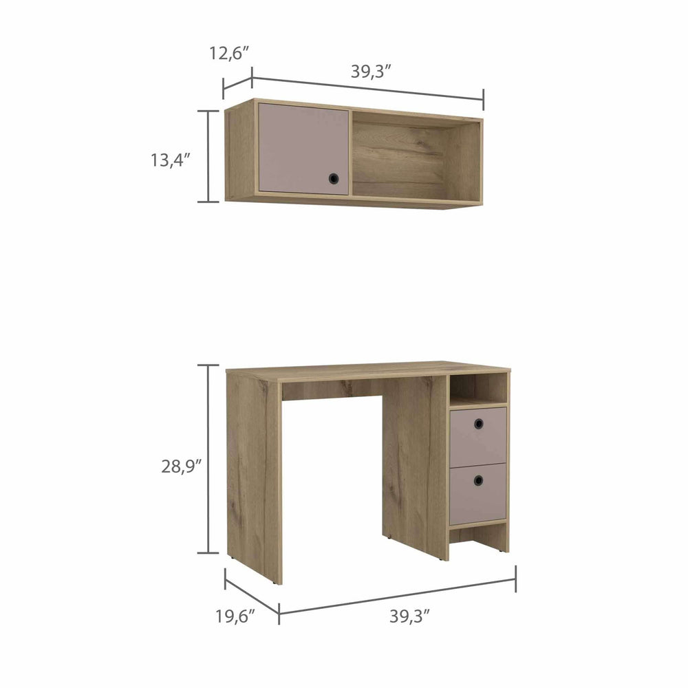 39" Taupe Computer Desk With Two Cabinets Two Drawers - Homeroots - Flyclothing LLC