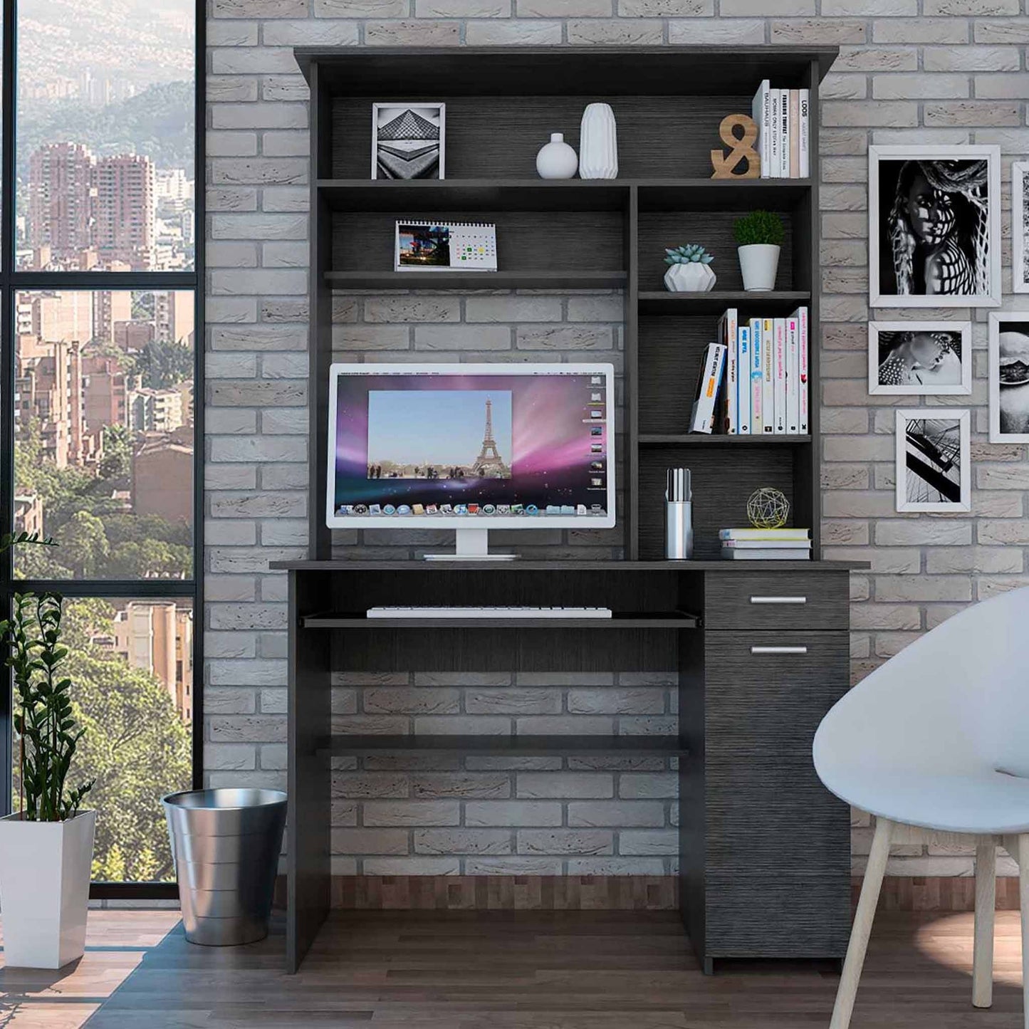 43" Gray Computer Desk - Homeroots - Flyclothing LLC