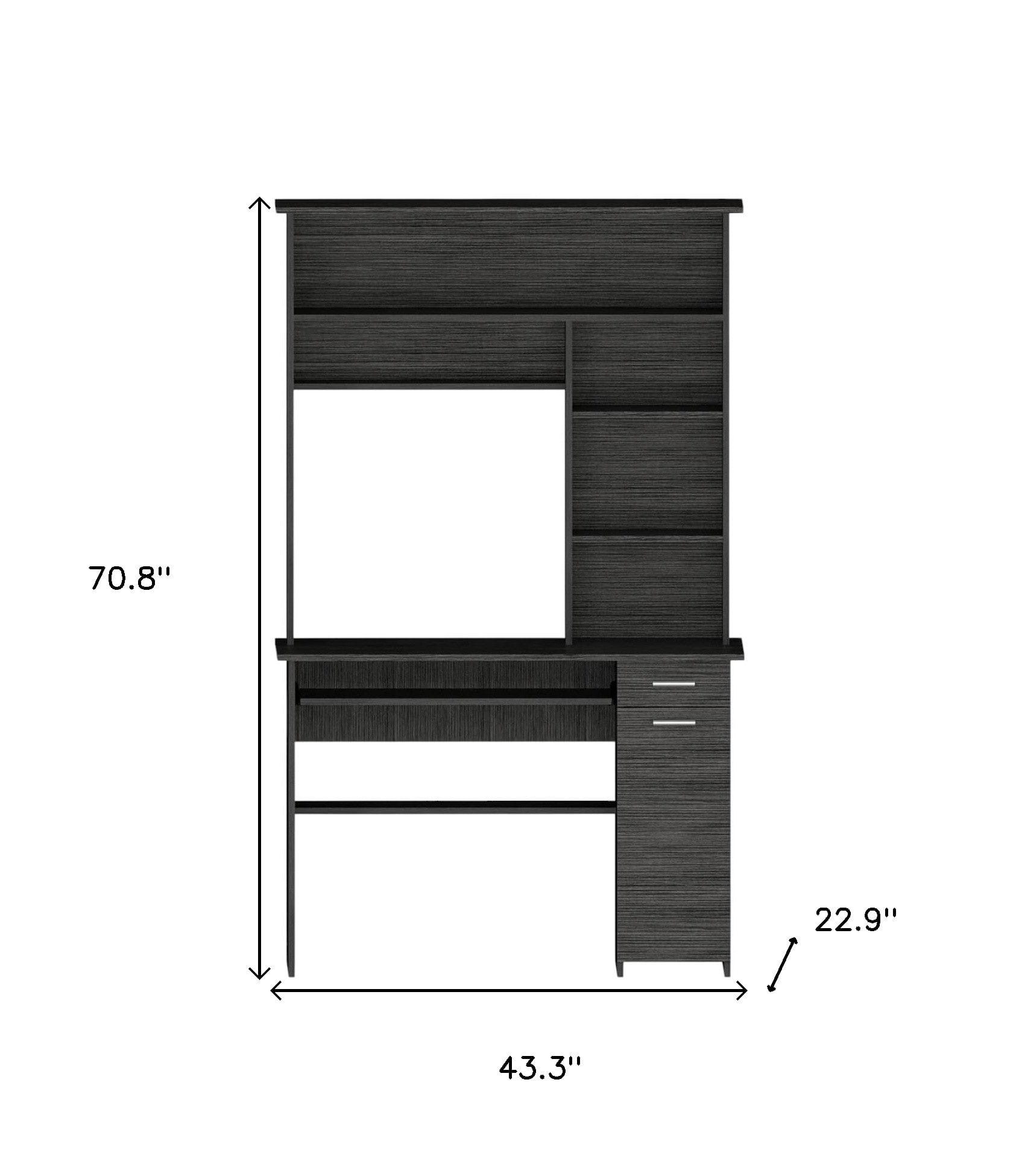 43" Gray Computer Desk - Homeroots - Flyclothing LLC