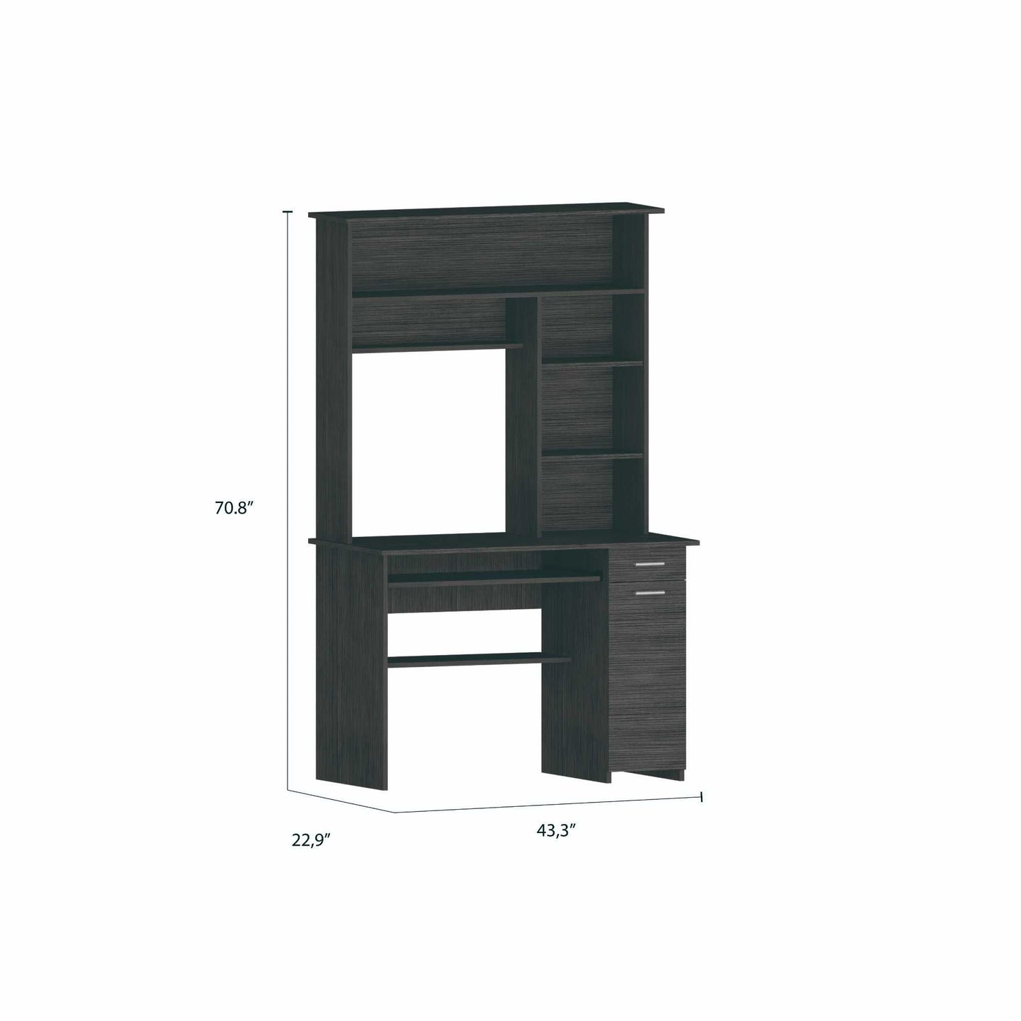 43" Gray Computer Desk - Homeroots - Flyclothing LLC
