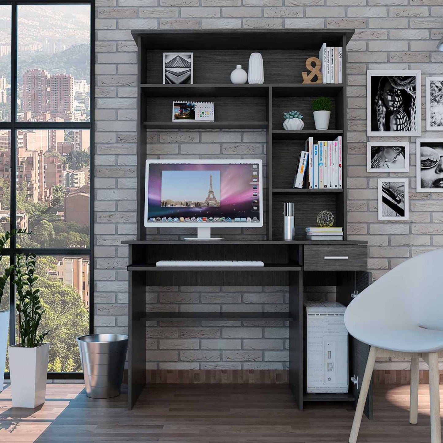 43" Gray Computer Desk - Homeroots - Flyclothing LLC