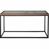 59" Brown White and Black Genuine Marble Frame Console Table - Homeroots
