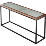 59" Brown White and Black Genuine Marble Frame Console Table - Homeroots