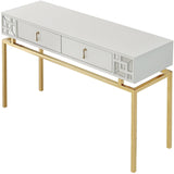 47" White and Gold Mirrored Console Table And Drawers - Homeroots