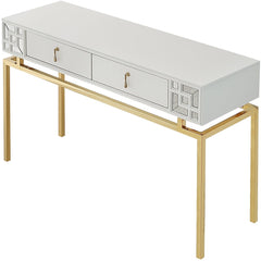 47" White and Gold Mirrored Console Table And Drawers - Homeroots