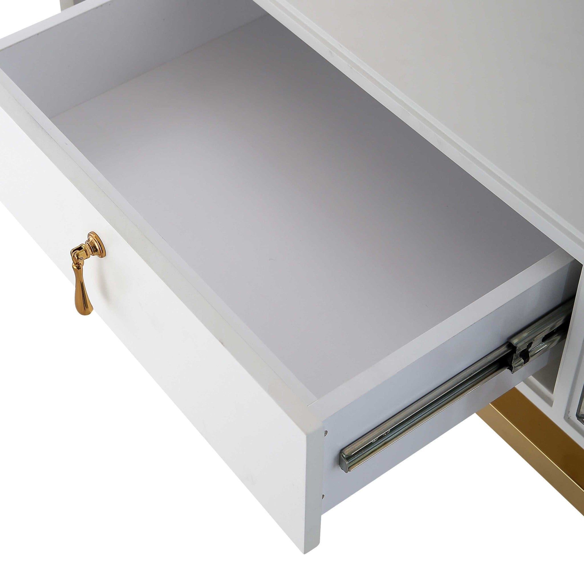 47" White and Gold Mirrored Console Table And Drawers - Homeroots