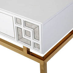 47" White and Gold Mirrored Console Table And Drawers - Homeroots