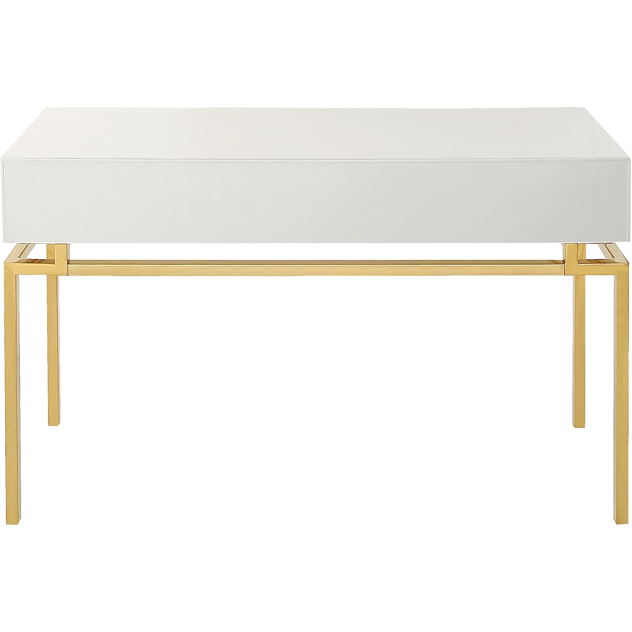 47" White and Gold Mirrored Console Table And Drawers - Homeroots