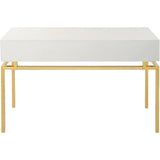 47" White and Gold Mirrored Console Table And Drawers - Homeroots