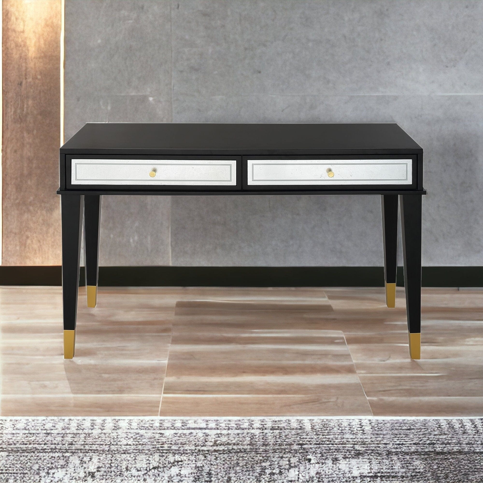 47" Black Console Table And Drawers - Homeroots