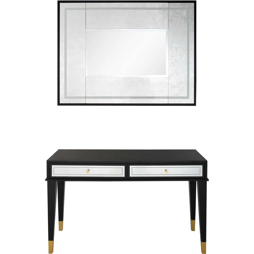 Set of Two 47" Black Console Table And Drawers - Homeroots