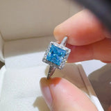 2 Carat Moissanite 925 Sterling Silver Square Shape Ring - Trendsi