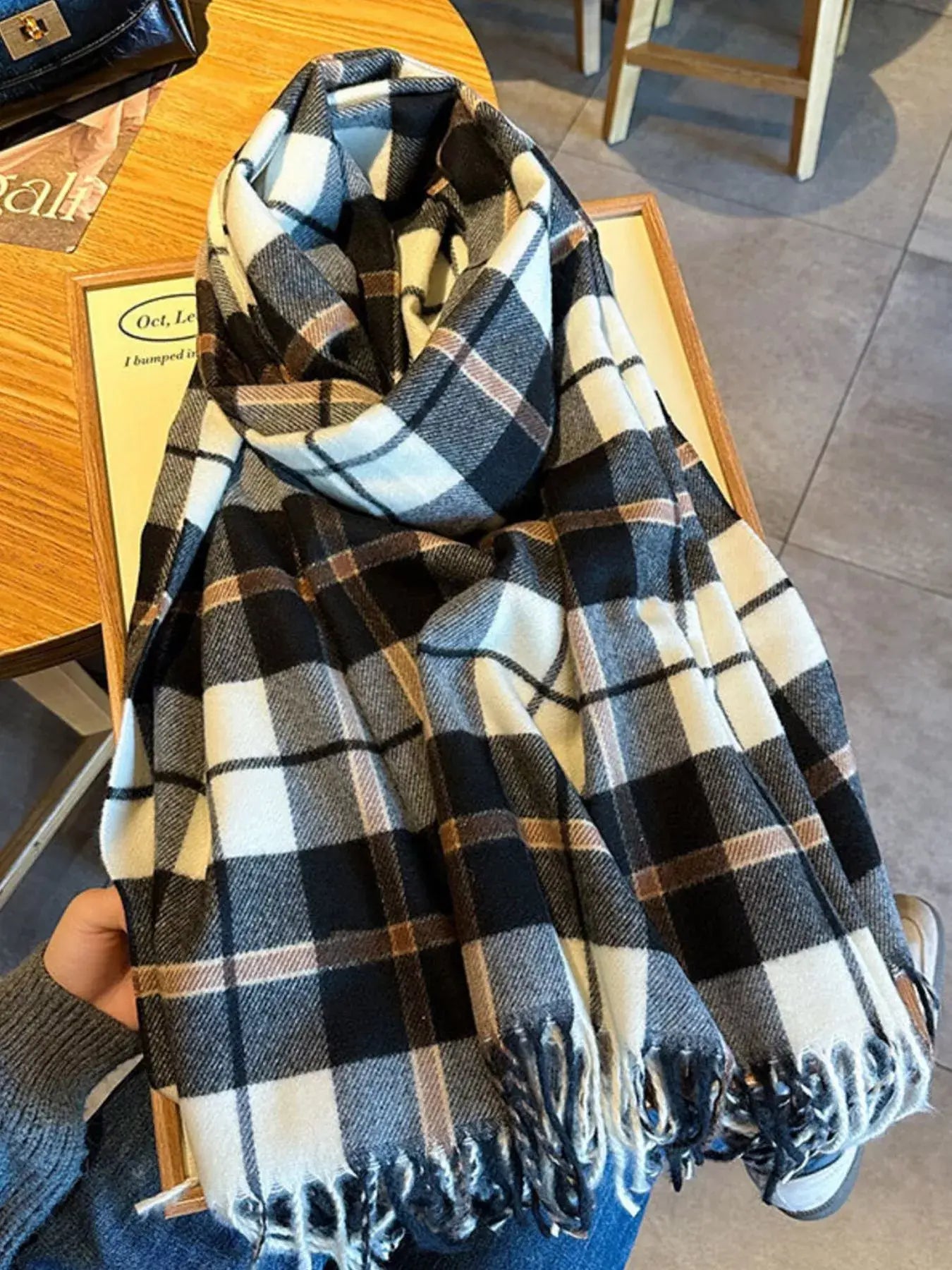 Classic Plaid Fringe Scarf - Trendsi - Flyclothing LLC
