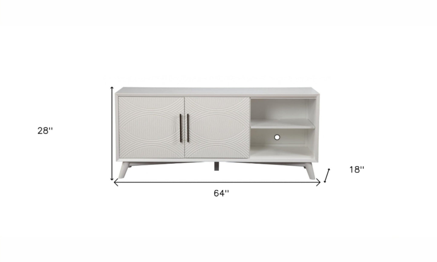 64" White Pine Solid Wood Open Shelving TV Stand - Homeroots - Flyclothing LLC