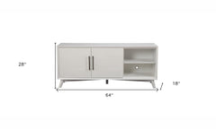 64" White Pine Solid Wood Open Shelving TV Stand - Homeroots