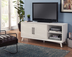 64" White Pine Solid Wood Open Shelving TV Stand - Homeroots