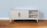 64" White Pine Solid Wood Open Shelving TV Stand - Homeroots - Flyclothing LLC