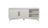 64" White Pine Solid Wood Open Shelving TV Stand - Homeroots - Flyclothing LLC