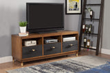 61" Brown and Black Solid Wood Open Shelving TV Stand - Homeroots - Flyclothing LLC