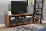 61" Brown and Black Solid Wood Open Shelving TV Stand - Homeroots