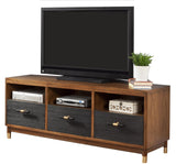 61" Brown and Black Solid Wood Open Shelving TV Stand - Homeroots - Flyclothing LLC