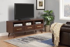 64" Brown Mahogany Solid Wood Open Shelving TV Stand - Homeroots