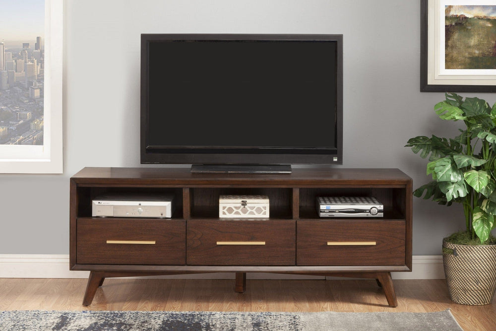 64" Brown Mahogany Solid Wood Open Shelving TV Stand - Homeroots - Flyclothing LLC