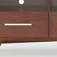 64" Brown Mahogany Solid Wood Open Shelving TV Stand - Homeroots