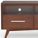 64" Brown Mahogany Solid Wood Open Shelving TV Stand - Homeroots