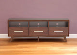 64" Brown Mahogany Solid Wood Open Shelving TV Stand - Homeroots