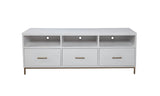 64" White Mahogany Solid Wood Open Shelving TV Stand - Homeroots - Flyclothing LLC