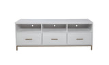 64" White Mahogany Solid Wood Open Shelving TV Stand - Homeroots