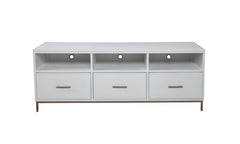 64" White Mahogany Solid Wood Open Shelving TV Stand - Homeroots