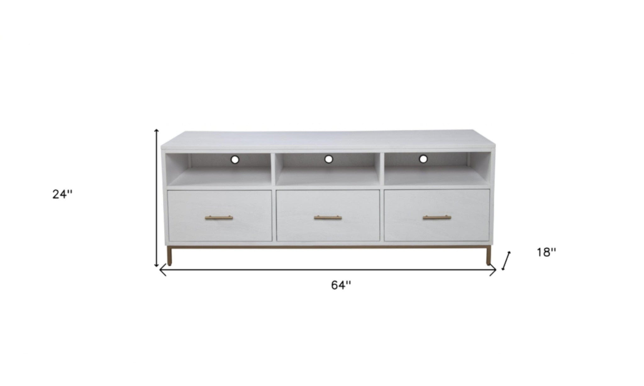 64" White Mahogany Solid Wood Open Shelving TV Stand - Homeroots - Flyclothing LLC