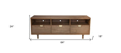 64" Sand Solid Wood Open shelving TV Stand - Homeroots