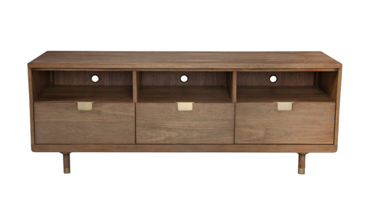 64" Sand Solid Wood Open shelving TV Stand - Homeroots