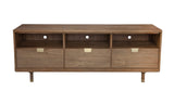 64" Sand Solid Wood Open shelving TV Stand - Homeroots