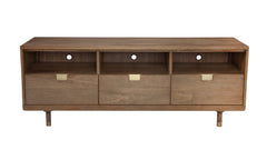 64" Sand Solid Wood Open shelving TV Stand - Homeroots